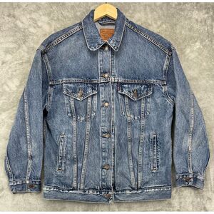 Levis‎ Women's Trucker Jacket Sz S Blue Denim Buttons Trust Your Intuition